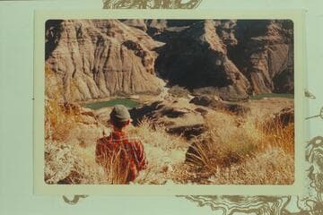 Harvey Butchart looking from the slide into 205 Mile Canyon