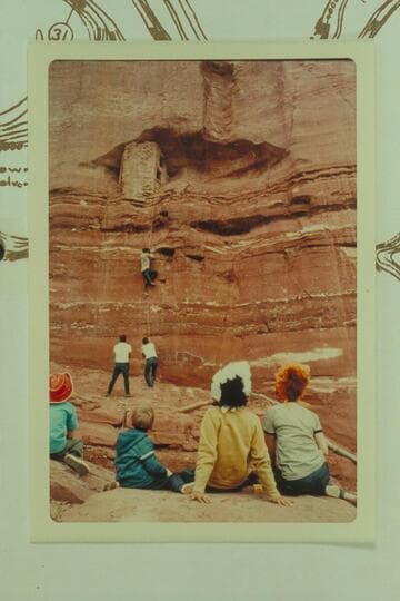 Climbing to the 2-story ruin on Cabin Bottom
