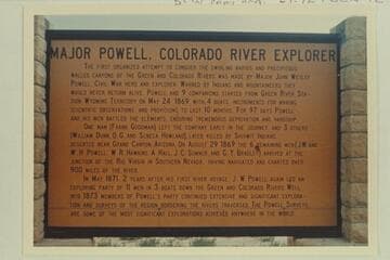 Sign telling of the Powell cruises; Green River, Utah