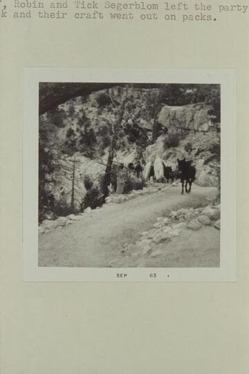 The Sportyaks riding out the Kaibab Trail.  Clif, Robin and Tick Segerblom left the party at Bright Angel Creek and their craft went out on packs