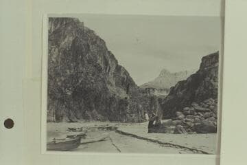 Holmstrom on the beach at Granite Falls.  The "Julius F" and the "Charlie" are beached at the left