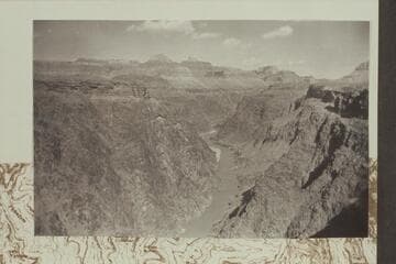 Upriver from Tonto Platform east of mouth of Horn Creek.  Brahma and Zoroaster are left of upper center