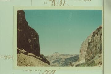 Down river from Mile 186.5 to the lava flow at the mouth of Queantoweap Valley.  The Whitmore trail drops from the rim of lava near the light spot