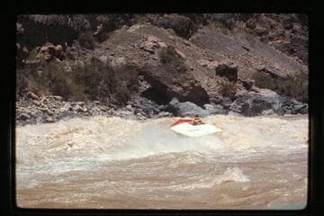 "Wee Red" enters lower end of Vulcan Rapids