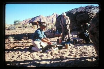 Breakfast at camp in basin north of Sid Whiskers Butte