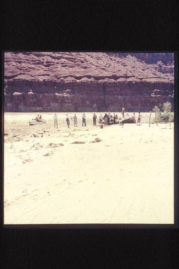 MHE party departs Paria Riffle.  Toll and Dines craft on beach