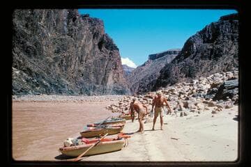 Up at mouth of Travertine Creek; Buzz has pants trouble; Mile 229.4