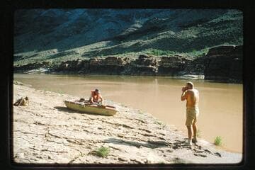 Bill Belknap photos Mack Miller loading his Sportyak; Three Springs Canyon
