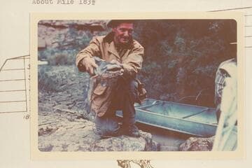 Slim Wilson with a large catfish which he caught in Cataract Canyon.  About Mile 183 1/2