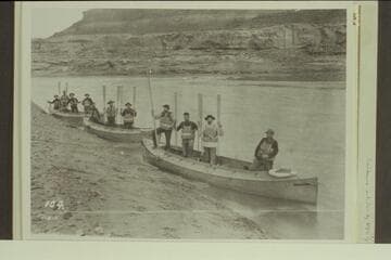 D.C.C. and P.R.R. Survey.  The fleet (new boats) and crews.  2nd start.  Mouth of Crescent Creek