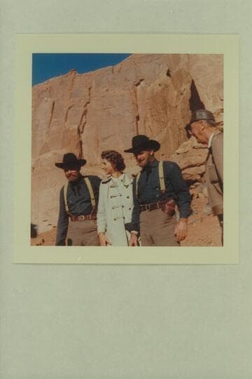 John Beal as Major Powell; a waitress for Stan Peck of Arches Cafe; Dave Sharp, stunt man for Major Powell; Bill Beaudine, director.  Disney filming of "The Colorado River Story" at Moab