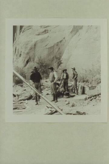 Part of cast of "The Colorado River Story" filmed near Moab.  Dan Sheridan; Ben Johnson; Stan Jones; L. Q. Jones