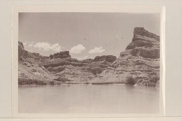 Confluence of Green and Colorado Rivers.  The mouth of the Green is right.  Middle left is the head of Cataract Canyon