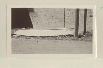The start of the boat trip down the Dolores River from Dolores, Colorado, to Moab, Utah.  San Juan punt, the "Rainbow Trail," used for the run.  Photo #2:  Preparing for start near highway bridge at Dolores, Colorado; Pres and Becky Walker