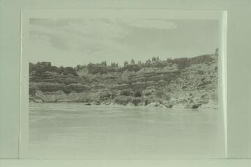 The Sentinels.  West side Cataract Canyon [on reverse of print:  Land of Standing Rocks.  "Standing Rocks" crossed off as photo title on original page]