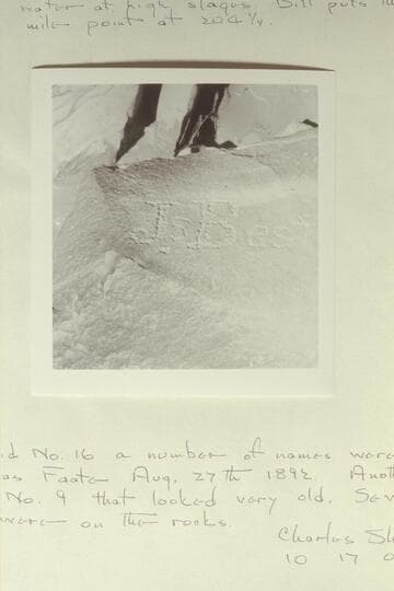 Inscription of name of James S. Best.  Cataract Canyon--right bank at Mile 205.  Note water line by rock