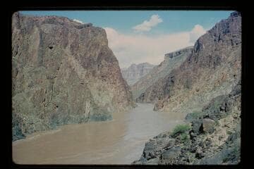 Up river from above block on down river side; Travertine Creek