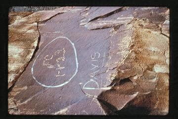 Inscription at Spanish Bottom circled by Bill Davis