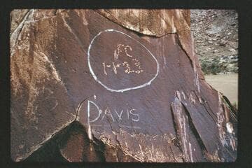 Inscription at Spanish Bottom circled by Bill Davis