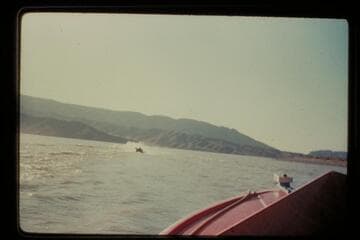 Harris boat under tow; Lake Mead