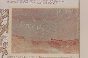 Inscriptions near steps at top of trail to Spanish Bottom