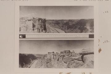 Upstream on Canyon of the Colorado River from rim one mile below the mouth of the Green River. ; Down Canyon of the Colorado from point on rim one mile below the mouth of Green River