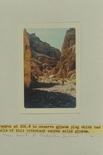 Cut through gypsum plug in side canyon at left bank at Mile 206.8.  Location shot 615 CTCN 206.22