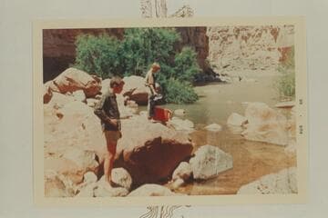 Lads of the Harris-Brennan party at the mouth of Dark Canyon