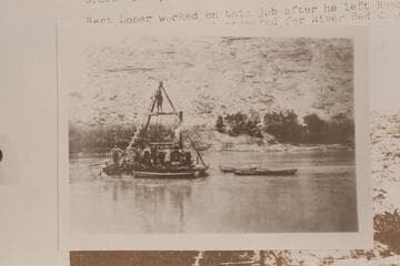 Drilling at the damsite below the mouth of the Green River.  Mile 216.35