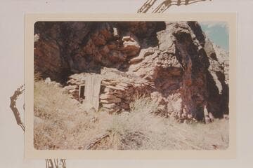Cabin and stoves at right bank of mouth of Green River