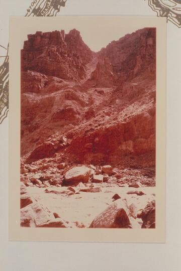 Across head of Rapid 23.  The boulders at left bank appear in 3710 CTCN 202.01.  Rapid 23 heads at Mile 202.3 and drops 9 ft. in .15 miles
