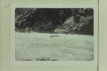 Bill Davis in No Name Rapid or Harp Rapid in Lodore.  Probably Mile 233.1.  From left bank