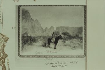 John Nelson at Spencer Canyon when he brought James Brooks and the Kolb brothers from the mouth of Spencer.  The boat party had recovered the personal belongings of the Hyde couple from the sweep-scow found at Mile 237