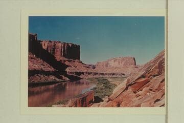 Upstream to mouth of Horseshoe Canyon; Mile 58.1.  Joseph Ross in River Bed Casa put Horseshoe Canyon about 50 miles below Green River