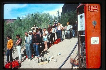 Lined up for gas; Mineral Canyon