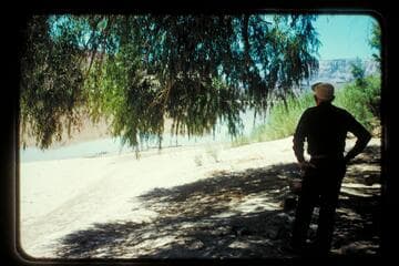 Beach opposite fort; Lees Ferry, prel. gauge 5850