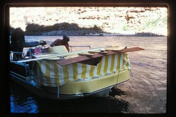 Battered superstructure of Deck Boat