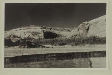 Portion of Stanton Dredge exposed above low water and silt bar.  Mouth of "Wilson Creek"