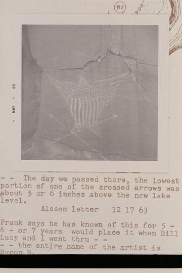 Eagle Glyph; Mile 83-83 1/2, right bank.  Glen Canyon