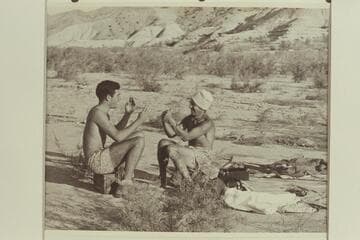 Garth Marston takes a lesson in the Eskimo Dance from Al Milotte; Pierces Ferry