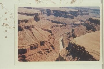 Downriver to 29 Mile Canyon at upper right coming in from extreme upper left.  The side canyon entering from left just below center is at Mile 28.3 and appears in Reilly Kodachrome #14 of 1957, May 04