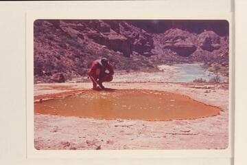 Spring in the Sipapu in the Little Colorado River.  Colin Fletcher is in the picture