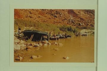 Repairs to the "Kitty," which was damaged when coming in to the land at the head of Soap Creek