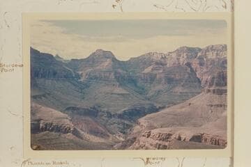 Deva Temple from Howlands Pass east of Howlands Butte.  Route up Redwall north of Deva, then east and up past Obi Point
