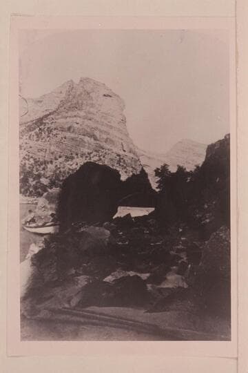 Print from half a stereo:  No. 65, "Views on the Yampa River," Yampa Canon Series:  Monument Cliff