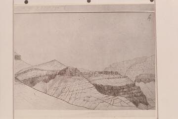 Looking up Grand Canon from Unkar Valley.  Copy of original sketch by B. L. Young [image is left half of V058/0010]