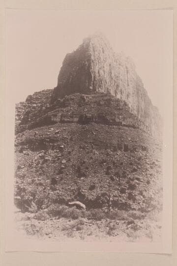 print from half a stereo:  "Views on the Green River," Canon of Desolation Series.  No. 96:  Eagle Cliffs