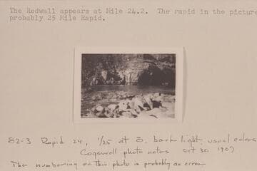 Lining in Marble Canyon; probably 25 Mile Rapid.  Mile 24.95