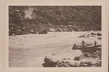 RB-MV party at foot of 13-Foot Rapid, which they lined.  Folding plywood boats