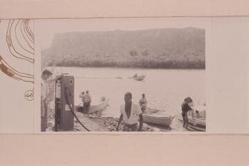 Boats of the CCMRA Friendship Cruise at Mineral Canyon.  Mile 50.7, Labyrinth Canyon.  It was necessary to stand in line to buy gas and oil